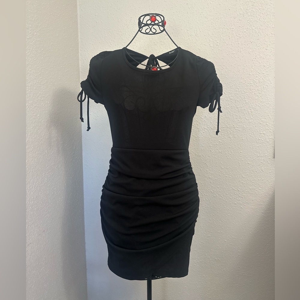 Elegant Black Ruched Dress